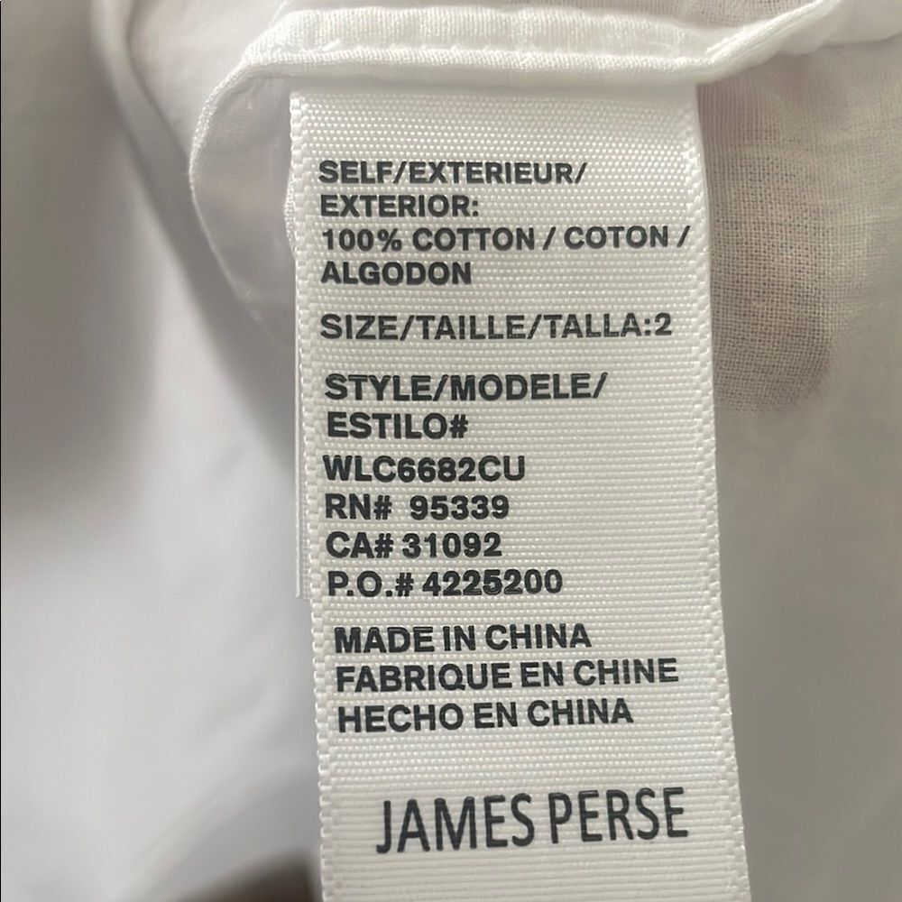 James Perse Classic White Long Sleeve Shirtdress - Picture 5 of 6